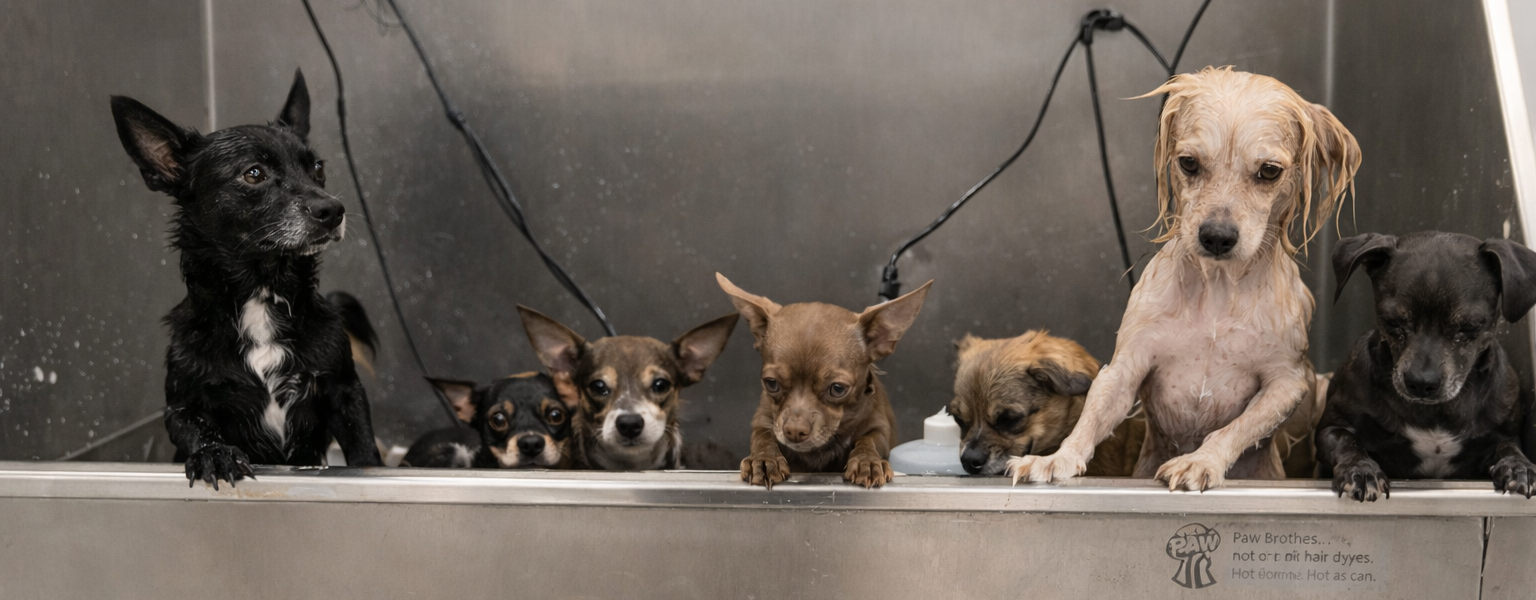 Dogs In a Basin Dirty Paw Dog Wash Maine